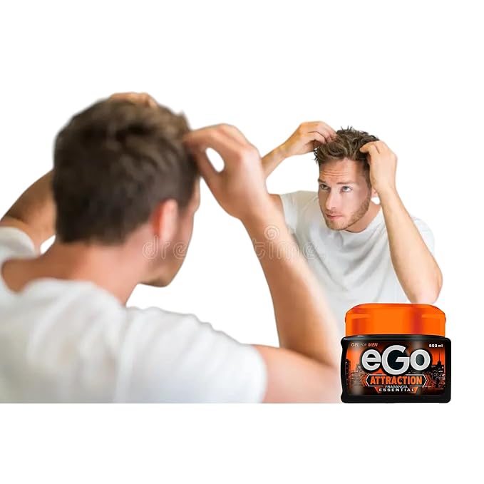Gel For Men Attraction Essential Fragrance - 500 ml - 16.9 fl oz - Ego Gel for Men - Perfect Look and with Masculine Fragrance - Colombian Product, Transparent