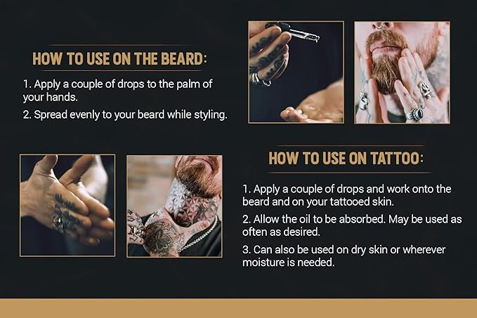 Woody's Tattoo & Beard Oil for Men - Hydrating & Conditioning Mens Beard Oi for Mustache Facial Hair & Tattoo Enhancement, 1 fl oz, 2 Pack