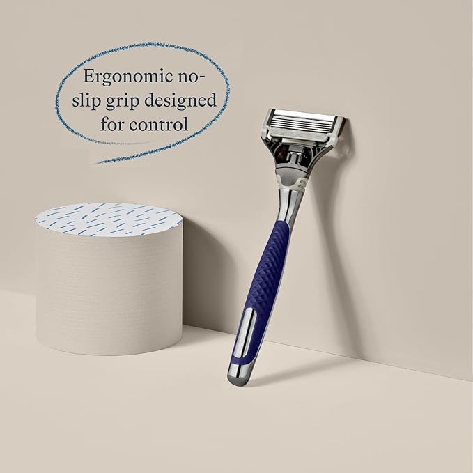Harry's Razors for Men - Winston Chrome Razor Handle, 1 Handle and 1 Razor Blade Refill (German-Engineered Blades with Lubricating Strip and Precision Trimmer)