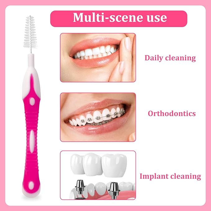 interdental brushes, Soft Dental Brush for Teeth Cleaning dental floss picks|teeth cleaning tools| interdental brushes between teeth soft bristle toothpicks for removing dental plaque (6PCS, Red)