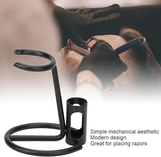FILFEEL Razor and Brush Stand - Matte Black Metal Quick Drying Safety Razor Holder and Shaving Brush Stand - Practical Non Slip Razor Hanger Shaving Tool for Extra Stability