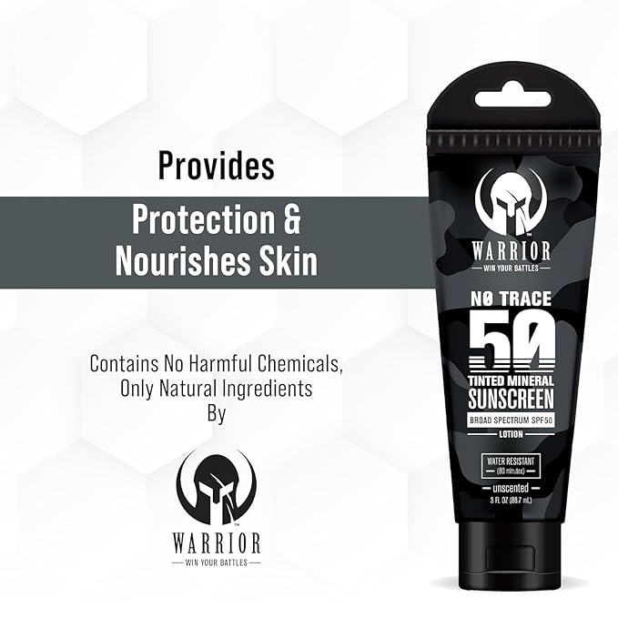 WARRIOR - WIN YOUR BATTLES- SPF 50 Tinted Sunscreen for Face - Zinc & Titanium Tinted Moisturizer with SPF - Water Resistant, Non-Toxic Tinted Sunscreen Lotion for Sensitive Skin - 3 Fl Oz - Pack of 2