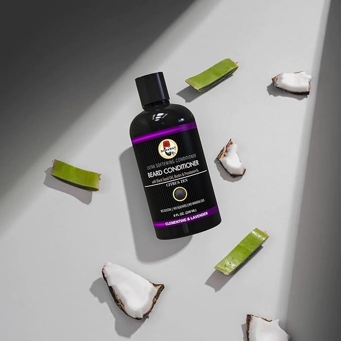 BAHAWAT Beard Conditioner - Citrus Lavender - 8 fl. oz. - Sulfate free - with biotin, provitamin B5, Blackseed oil, Jojoba Oil, Natural Ingredients for a Gentle, Deep Cleanse-Strengthening Wash