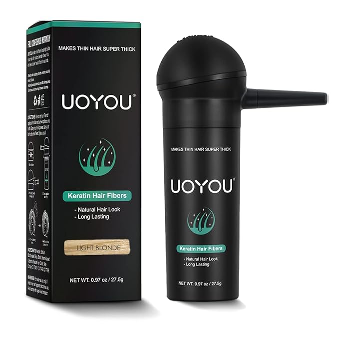 LIGHT BLONDE Hair Fibers for Thinning Hair 27.5g Bottle with Applicator | Natural Keratin Hair Fibers Concealer for Hair Loss for Men and Women | Hair Building Fibres Powder [LIGHT BLONDE]