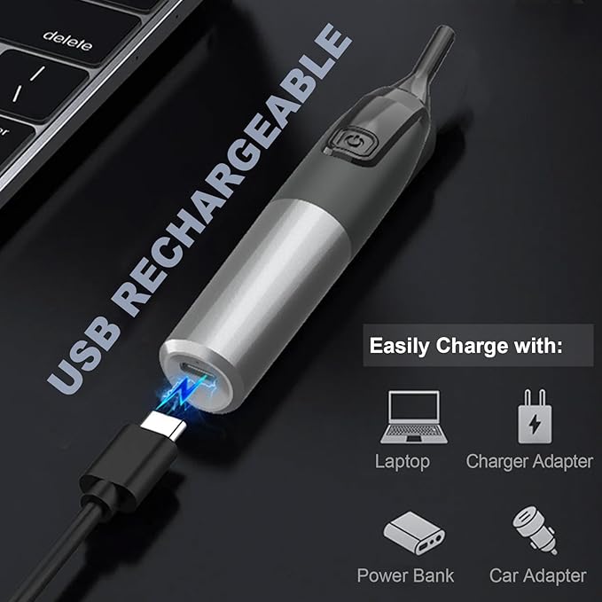 Electric Eyebrow Trimmer for Women, Nose Hair Painless Razor Removal for Men, Mini Epilator for Bikini, Remover for Face, Eye Brow, Nose Hair, Ear Hair, Chin, Peach Fuzz, Lips, Arms, Body (Black)