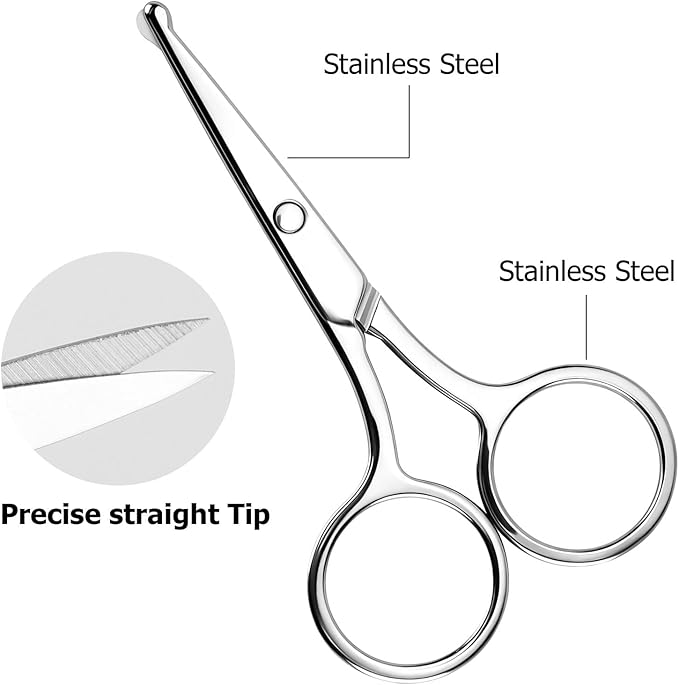 8 Pack Small Round Tip Scissors - Professional Grooming for Hair, Eyebrows, Nose Hair & Mustache