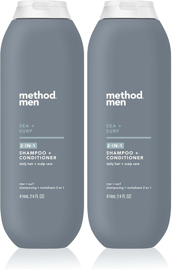 Method Men 2-in-1 Shampoo and Conditioner, Sea and Surf, Paraben and Phthalate Free, 14 fl oz, 1 Ct (Pack of 2)
