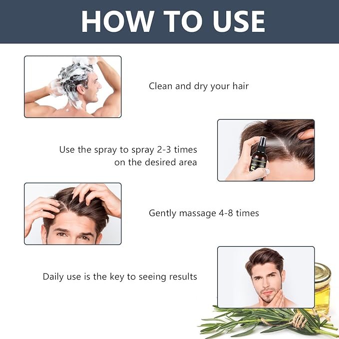 5% Minoxidil Hair & Beard Growth Spray with Biotin for Men & Women, Hair Regrowth, Treatment for Hair Loss & Thinning, for Stronger Thicker Fuller Healthier Hair, for All Hair Types (3.38 oz, Black)