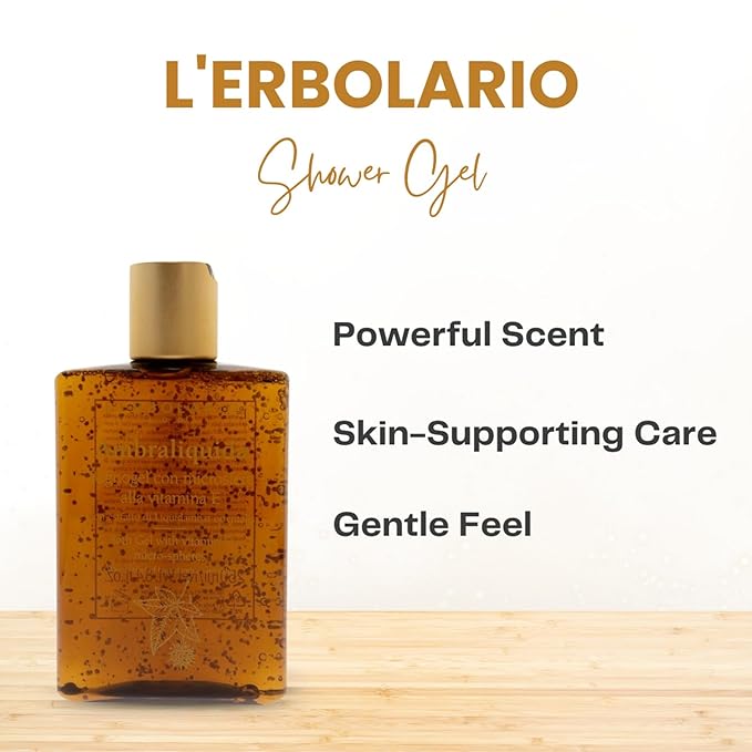 L'Erbolario Shower Gel – Bath Gel with Vitamin E Micro-Spheres – Protecting and Toning Body Wash with Liquidambar Extract – Ambraliquida - 8.4 oz