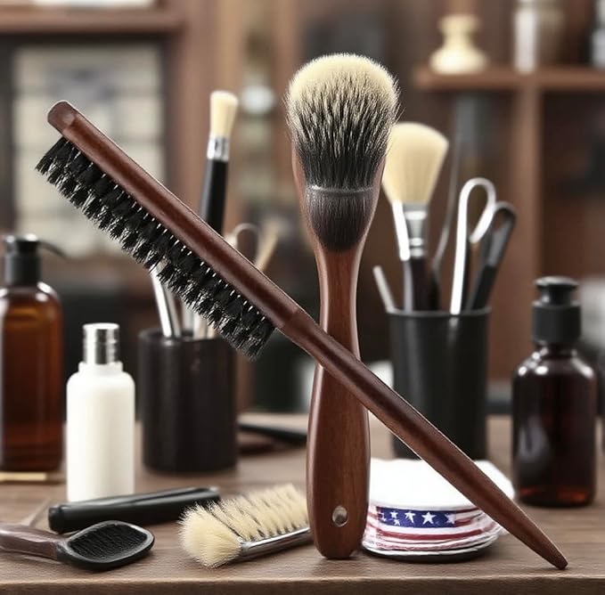 Men's Wood Hair and Beard Brush – Soft Boar Bristles – Massages and Exfoliates Skin and Scalp – Ideal Men's Grooming Accessory