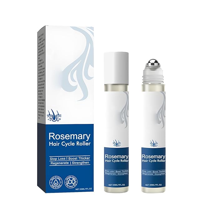 30ml Rosemary Hair Growth Serum Roller - Hair Regrowth Treatment for Thicker & Stronger Hair, Anti-Hair Loss Scalp Care Essence with Ginger & Vitamin E