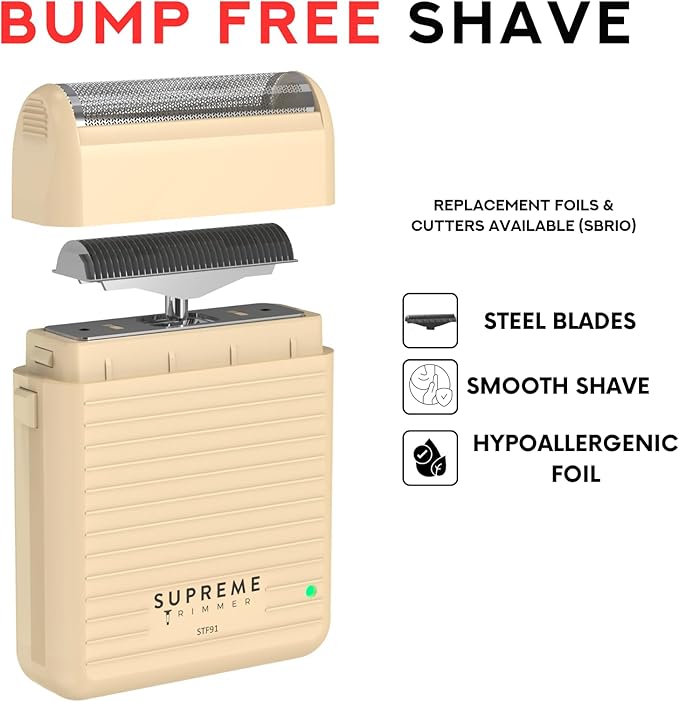 Supreme Trimmer Solo Lite Foil Shaver for Men | Rechargeable Electric Razor + 90 Min Runtime, Type-C USB Fast Charging | Lightweight Travel Shaver, Easy to Carry | STF91