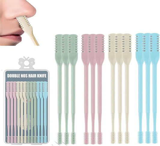 12Pcs Nose Hair Trimmer，2-in-1 Nasal Hair Cutter，Upgraded Manual 360° Rotating Nostril Hair Removal Tool Double Sided Nose Hair Blade for Women Men Personal Cleaning