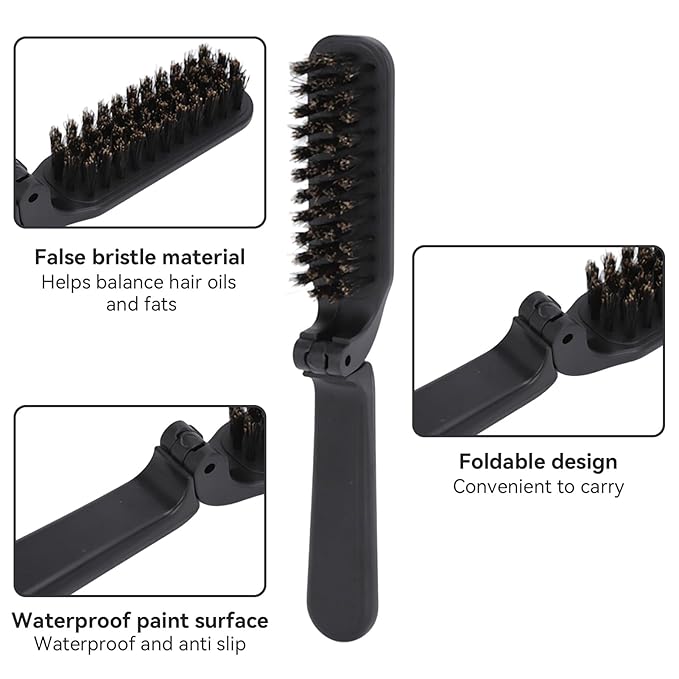 Foldable Beard Brush, Soft Bristles Beard Styling Comb Men Mustache Grooming Brush Portable Hair Styling Tool for Women and Men, Household Outdoor Travel