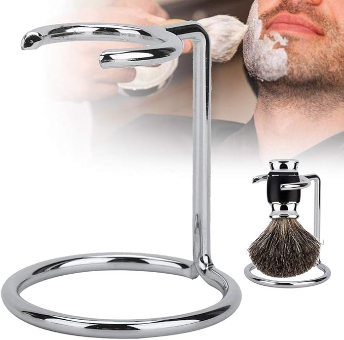 MAVIS LAVEN Stainless Steel Universal Men Shaving Brush Holder Safety Shaving Brush Holder Stand Storage Shaver Kit Organizer