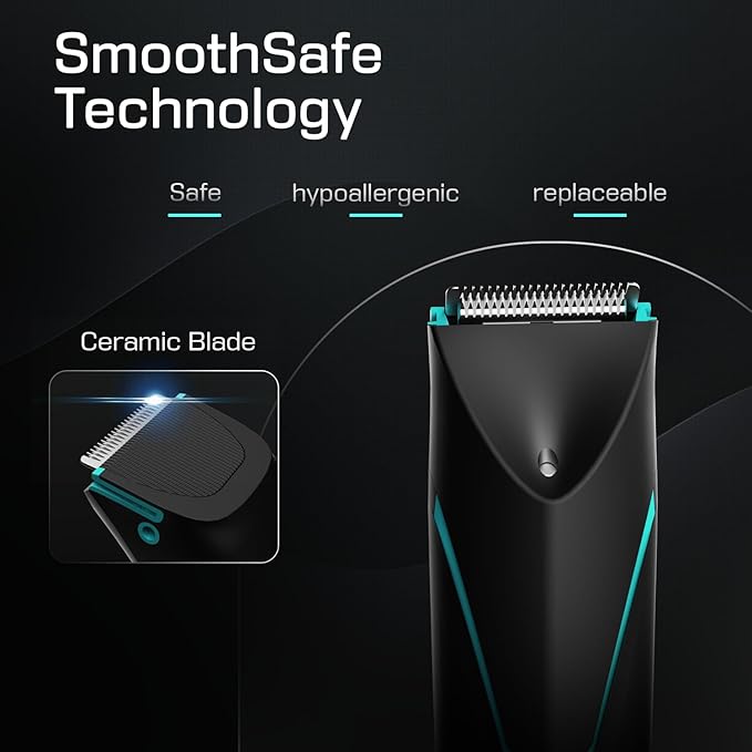 Brightman Electric Body Hair Trimmer for Men – Waterproof Cordless Groomer with Ceramic Blades LED Light & 120-Min Runtime for Chest Groin Armpits Legs & Travel
