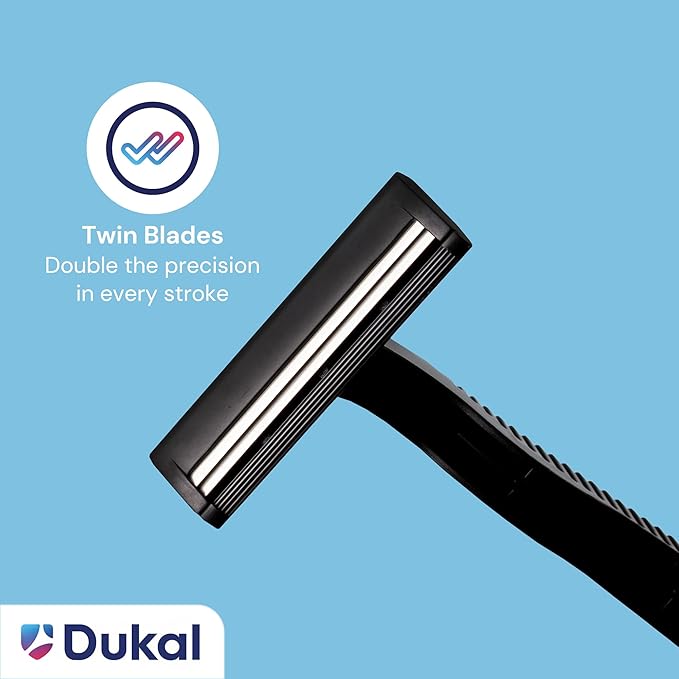 Dukal BlakCat Disposable Razors – 5 Bags/Box (50 Razors Total), Black, Twin Blade, Non-Sterile, Ergonomic Handle – Black Razors for Tattoo, Medical, Salon and Personal Use
