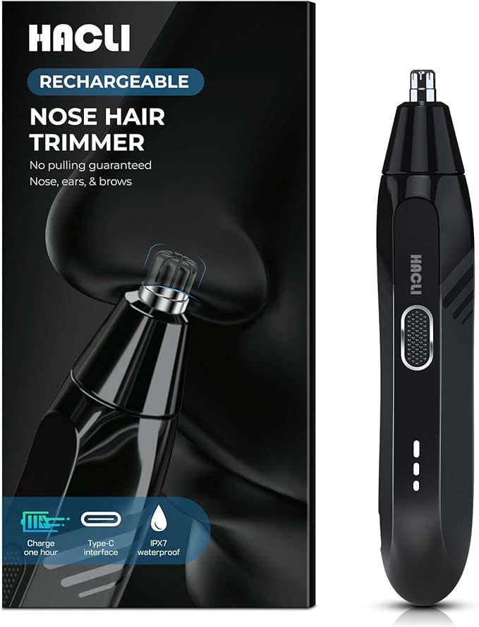 Nose Hair Trimmer for Men Women - Electric Nose Hair Clipper with Powerful 8000RPM Motor, IPX7 Waterproof Wet/Dry Use, Travel Lock, Portable Design USB Rechargeable