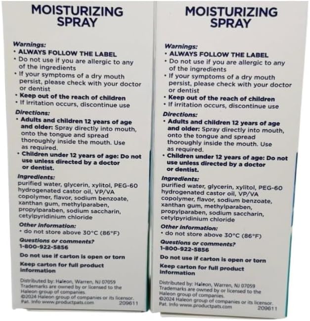 Moisturizing Dry Mouth Spray, Biotene'e Moisturizing Spray for Dry Mouth and Bad Breath Gentle Mint - 1.5 fl oz (Pack of 2)