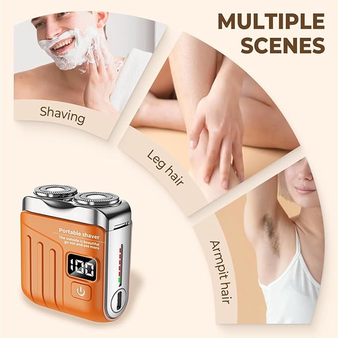 Portable Electric Shaver - LED Display Dual-Head Pocket Shaver, Mini USB Rechargeable Travel Razor, One-Button Operation, Long-Lasting Battery, for Home & Travel (Blue)