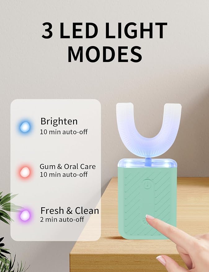 U-Shaped Electric Toothbrush for Adults, Electric Toothbrush with IPX7 Waterproof