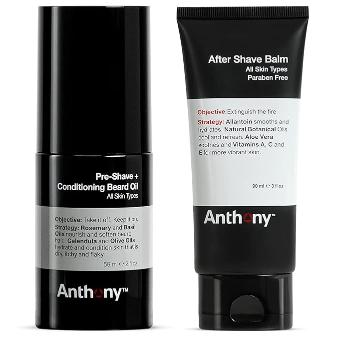 Anthony Pre-Shave and Conditioning Beard Oil, 2 Fl Oz After Shave Balm for Men 3 Fl Oz