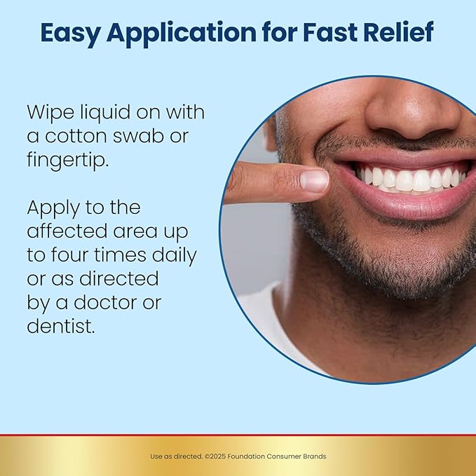 Anbesol Maximum Strength Liquid - Instant Oral Pain Relief, for Toothaches, Gums, Braces, & Denture Pain, and Mouth Sores*, Canker Sore Treatment Inside Mouth, ADA Accepted, 0.41 oz