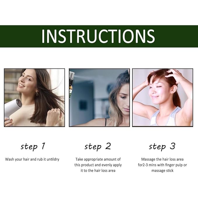 2PCS Hair Growth Spray for Anti Hair Loss Fast Treatment Scalp Prevent Hair Thinning Dry Frizzy Conditioning Strong Hair Root
