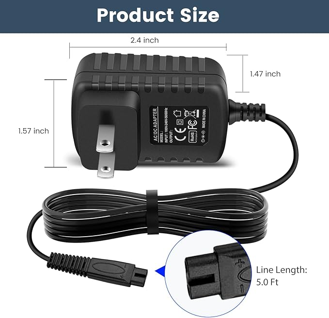 Charger for Andis ProFoil Lithium TS-1 & TS-2 Shaver for Andis17150 17155 17165 17170 17195 17200 17205 17220 Shaver Quick Recharge,UL Listed