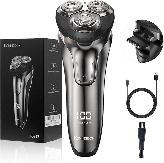 Electric Razor for Men, Cordless Shaver for Men Face, USB-C Rechargeable Mens Electric Razors for Shaving face,Waterproof Wet Dry Shaver with Pop Up Trimmer, Portable Razor by KOMINGDON