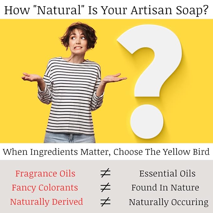 The Yellow Bird Peppermint Tea Tree Soap Bar. Made In USA with All Natural & Organic Ingredients. Pure Essential Oils. Sensitive Skin Body & Face Soap.