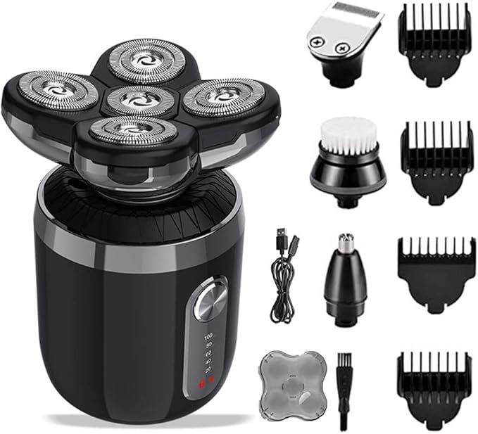 Head Shavers for Men, Men’s 5-in-1 Electric Head Shaver, Waterproof Electric Razor, Rechargeable Wet and Dry Mens Grooming Kit Head Shaver
