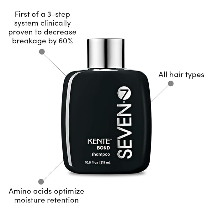 SEVEN Haircare KENTE BOND Shampoo for Split Ends + Damaged Hair, Sulfate Free, Cruelty Free with Green Tea, Guar & Pro Vitamin B5 for Men & Women, Made in USA, 2 oz.