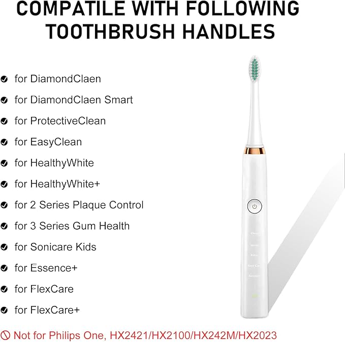 Toothbrush Heads for Philips Sonicare Replacement Brush Heads with Protective Cover Soft Dupont Bristles Electric Toothbrush Replacement Heads for Oral Health, 8 Pack