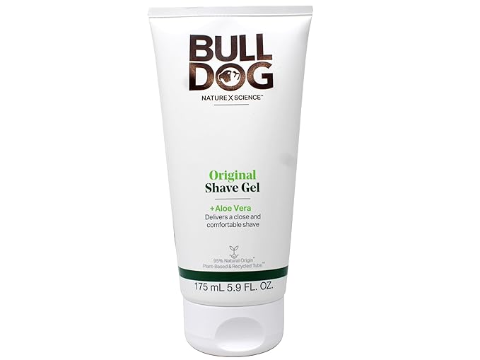 Bulldog Original Shave Gel for Men, Aloe Vera Enriched, Delivers a Close & Comfortable Shave, 95% Natural Origin, 5.9 fl oz (Pack of 2)