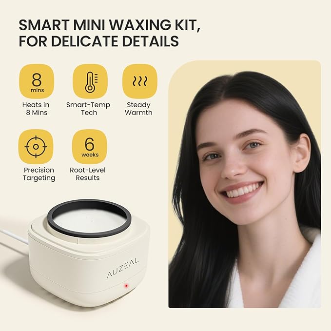 Nose Wax Kit for Women, Nose Ear Hair Waxing Kit with 100g Wax, 40 Sticks, Nose Ear Hair Removal Kit, USB Fast Heat, Smart Constant Temp, Upgraded Size, Multi-Accessories, Beige