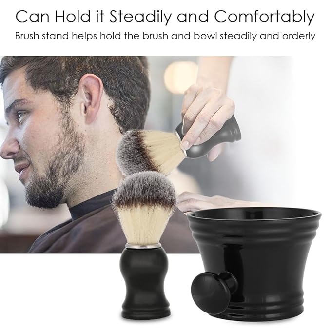 Shaving Kit for Men, 3 IN 1 Shaving Brush Set with Brush Stand & Soap Bowl