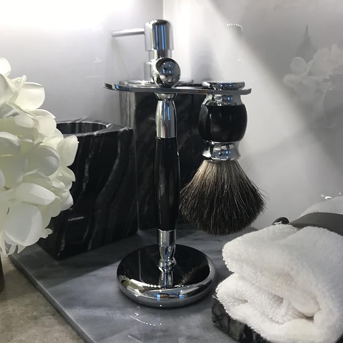 Luxury Shaving Brush & Razor Stand Universal Shaver Holder with Weighted & Non Slip Base