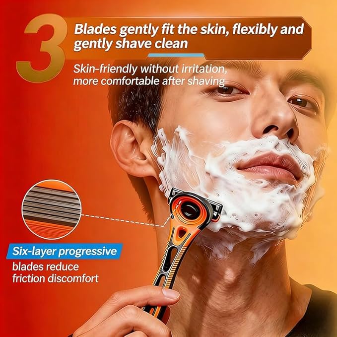 Razors for Men - safety razor,6-Layer Men's Blade,1Handle + 12 Blade Refills,Smooth Shaving Suitable for Daily Use,Holiday Gifts for Men