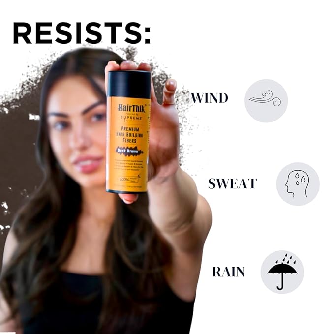 Supreme Trimmer Hair Building Fibers - Instantly Fill in Fine or Thinning Hair for Thicker, Natural, Fuller-Looking Hair for Men & Women – Hair Thinning & Balding Solution | Dark Brown, 55 Grams