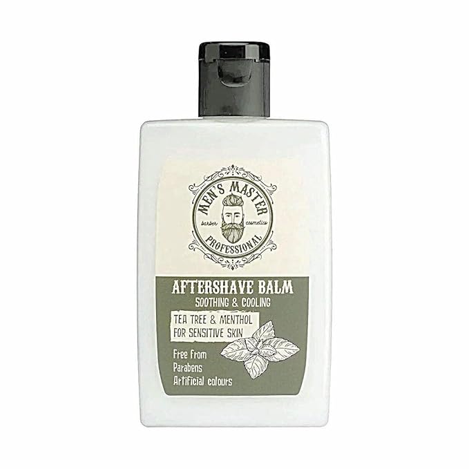 Soothing Aftershave Balm for Sensitive Skin"Tea tree and Menthol" Cosmetics for Men, Parabens FREE, 120 ml of Men's Master