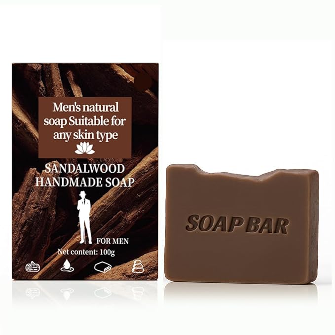 Natural Soap for Men, Soap Bar with Essential Oils, Cold Pressed Bar Soap for Men, Nourishing Mens Bar Soap (Sandalwood)