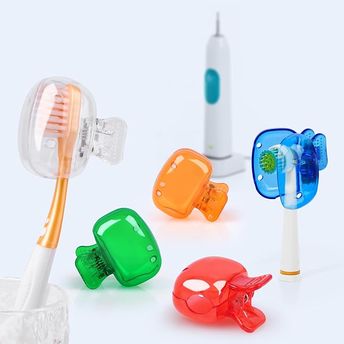 6 Pack Toothbrush Covers Portable Toothbrush Protector Coverings Clips Tooth Brush Storage Head Cover Cap for Kids Bathroom Home Travel Tooth Brush Case