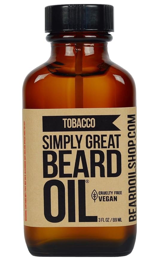 TOBACCO Scented Beard Oil - Beard Conditioner 3 Oz Easy Applicator - Natural - Vegan and Cruelty Free Care for Beards - America's Favorite - Gifts for Men with Beards