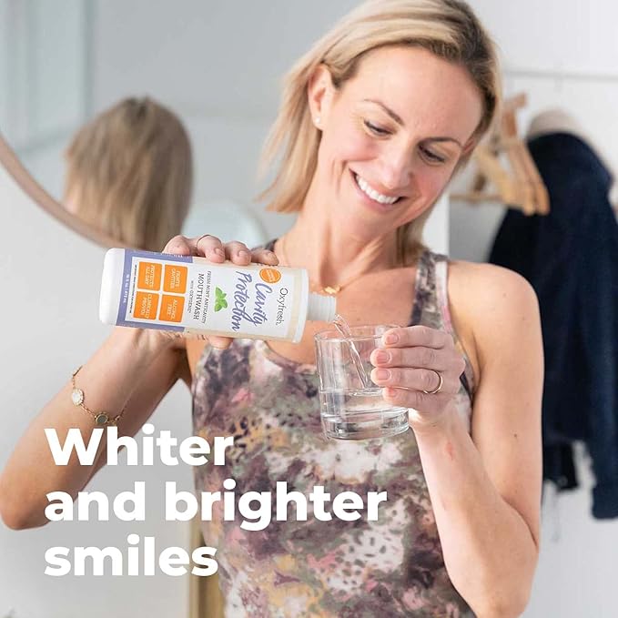 Oxyfresh Cavity Protection Fluoride Mouthwash – Anticavity Mouthwash for Sensitive Teeth, Non - Staining, Alcohol Free, Lasting Fresh Breath - 16 fl Oz
