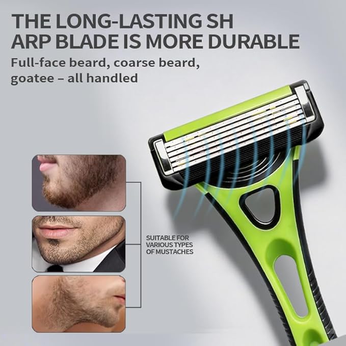 41 Pcs Razors for Men 6 Blade Sensitive Skin Shaving Razor Set Include 3 Non Slip Handles and 36 Refills Bonus Clear Shaving Case and a Wall Hook