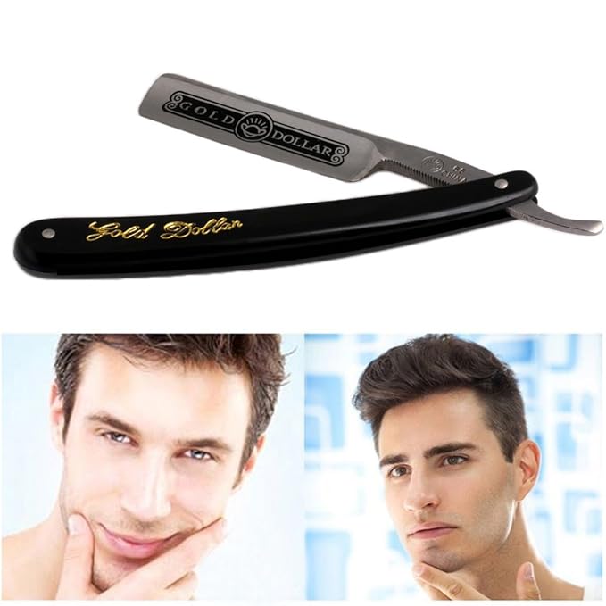 Pro Gold Dollar Shave Knife 66 Straight Edge Barber Razor Folding Hair Shaving
