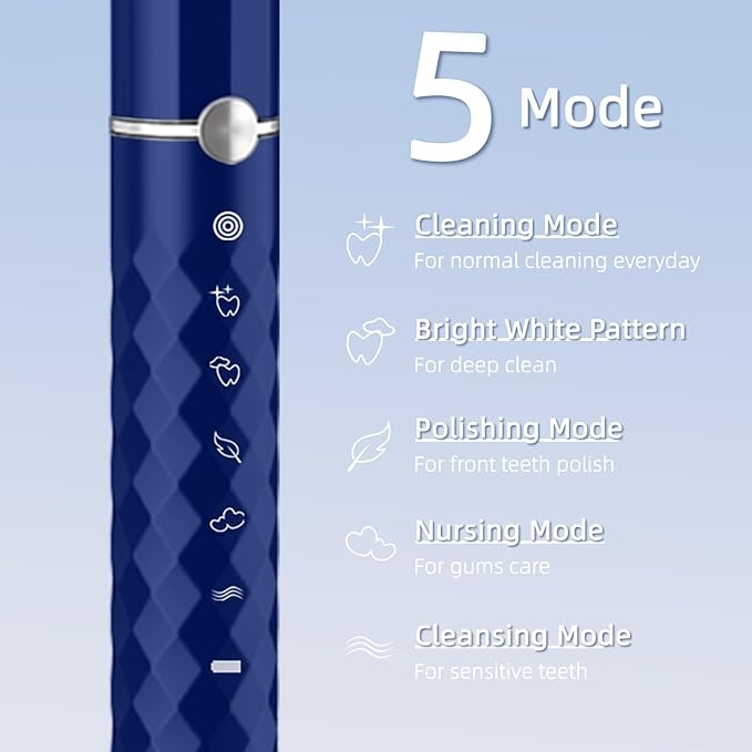 Electric Toothbrush Set, Equipped with 10 Brush Heads and Travel case, IPX8 Waterproof, 2-Minute Timer, 42000 high-Frequency Vibrations, 5 Modes, The First Choice for Gift Giving