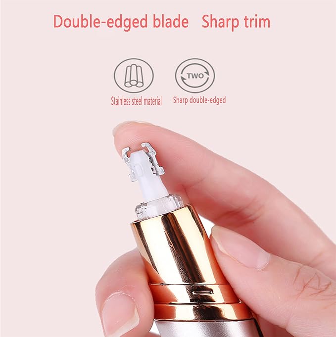Portable USB Rechargeable Electric Eyebrow Hair Trimmer for Women - Precision Trimmer with Light, Painless Precision - Eyebrow Hair Remover for Face, Lip, Hand, Leg, etc. (Pink, Multi-color)