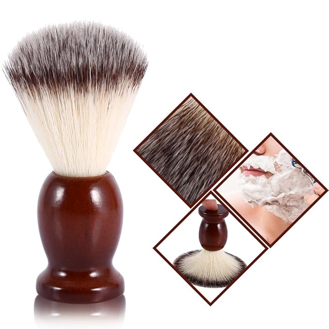 Professional Male Beard Shaving Brush Cleaning Nylon Hair & Wood Handle Barber Tool